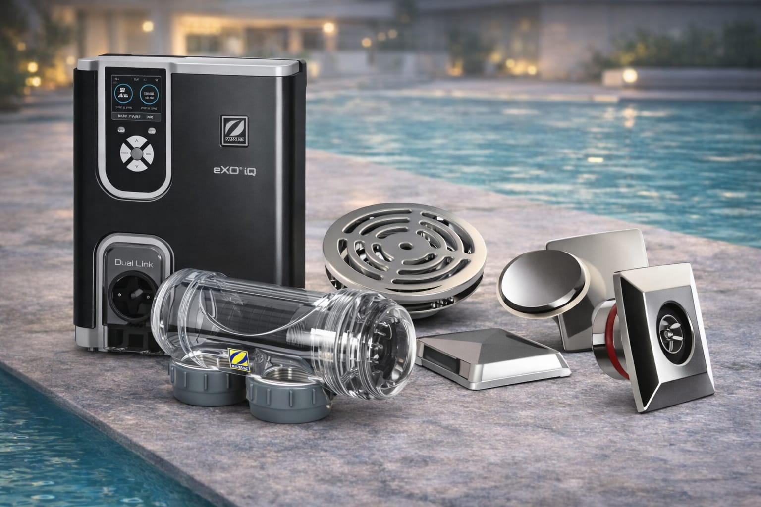 Linha premium de equipamentos e acessórios cromados para piscina - Emporium
